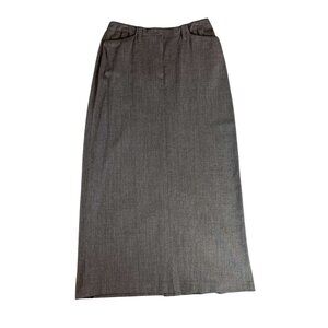 Vintage Lauren Ralph Lauren Gray Wool-Blend Maxi Pencil Skirt Dark Academia - 8